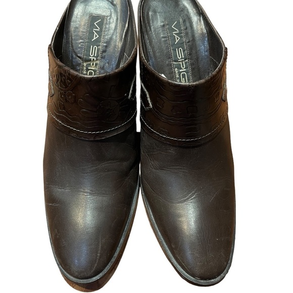 Via Spiga Brown Leather Bootie Style Slip On Mule Sz 6.5 - Picture 7 of 7